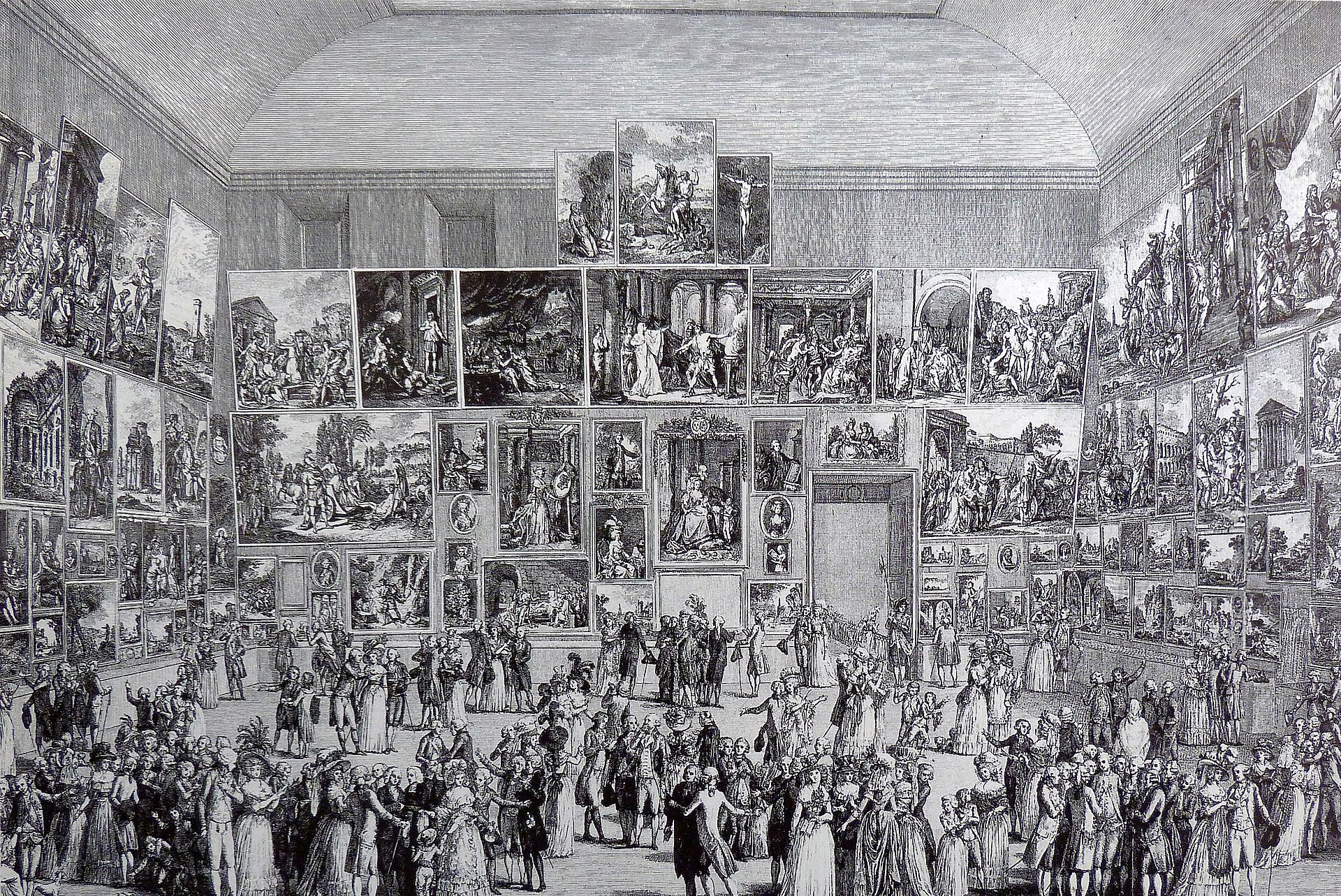 Пьетро Антонио Мартини. Выставка в Салоне Лувра в 1787 году. Гравюра